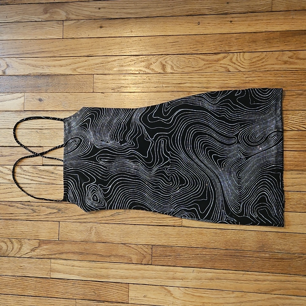 H&M Dived Black and White Glitter Strappy Bodycon Dress